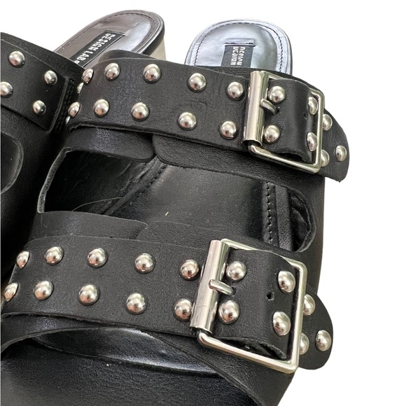 DESIGN LAB LORD & TAYLOR Punk Studded Rivet Leather Slip On Sandal size 9 Black - Picture 5 of 12